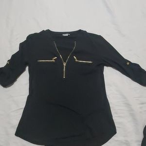 3/4 sleeve with gold zippers